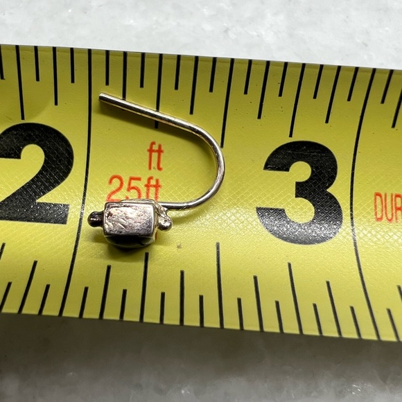 Vintage sterling black onyx silver square drop dangle earring - Picture 5 of 5